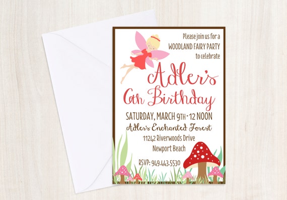 Custom Woodland Fairy Birthday Invite - Fairy Party Invitation - Fairy - Party Supplies Il_570xn