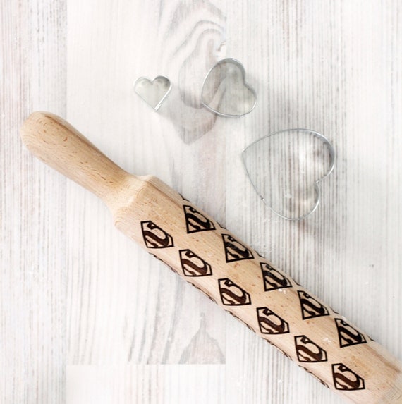 Comic Superhero Engraved rolling-pin - Superman pattern - Embossed Rolling Pin