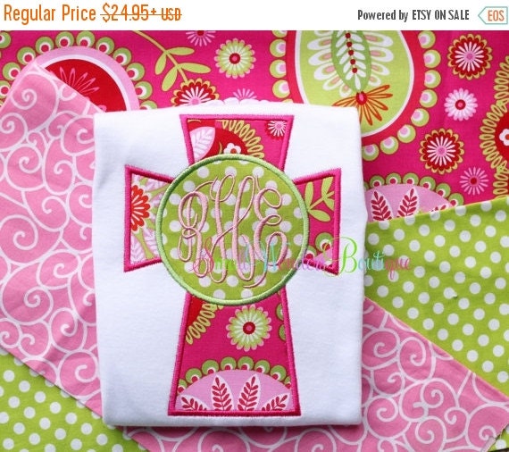 ON SALE Monogram Cross Embroidered Shirt Cross by smallwonders00