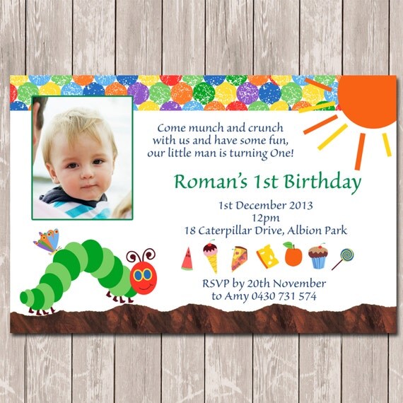 Hungry Caterpillar Photo Personalised Birthday Invitation - YOU PRINT Il_570xn