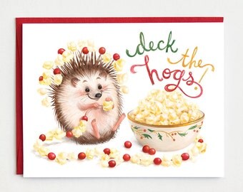 Funny Christmas Card, Hedgehog Christmas Card, Funny holiday card