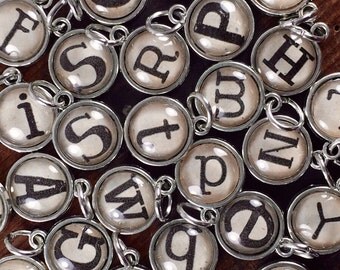 Alphabet charms, Silver Letter Charms, Initial Jewelry, Add A Letter Charms, Children's Initials, Glass Initial Charm, Initial Charm Pendant