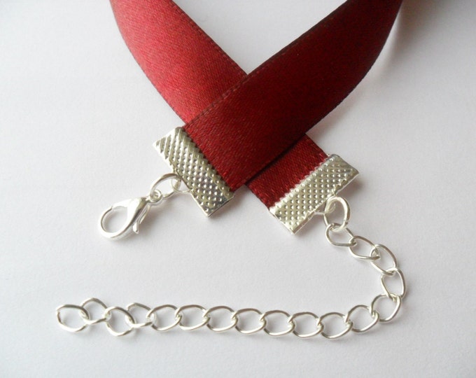 Satin choker necklace Burgundy 3/8" or 5/8" width (pick your neck size) Ribbon Choker Necklace