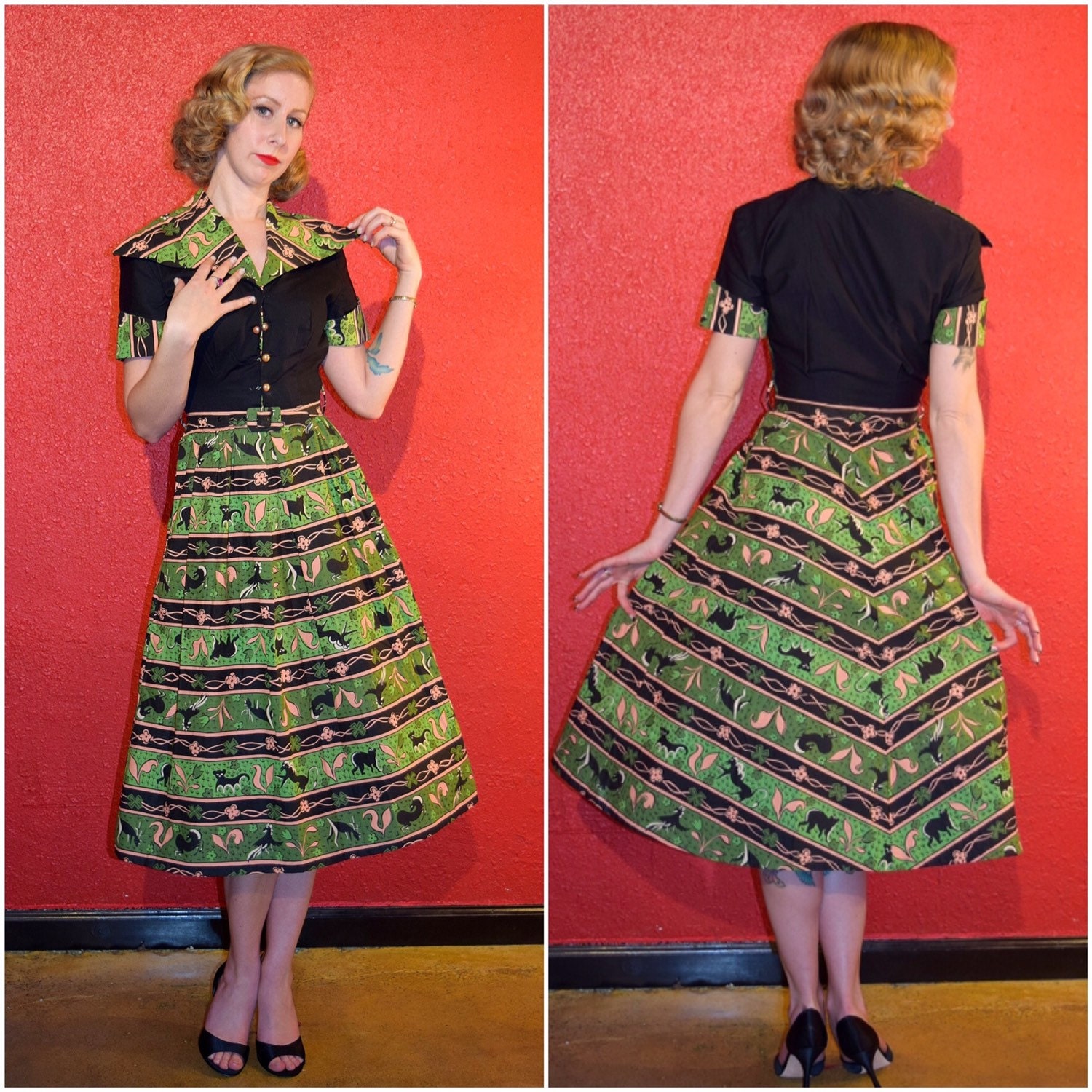 1950s Novelty Print Dress Mode O'Day Animal Print