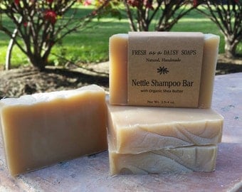 Nettle Shampoo Bar with Shea Butter, Oatstraw, and Horsetail, Natural Handmade Soap, VEGAN