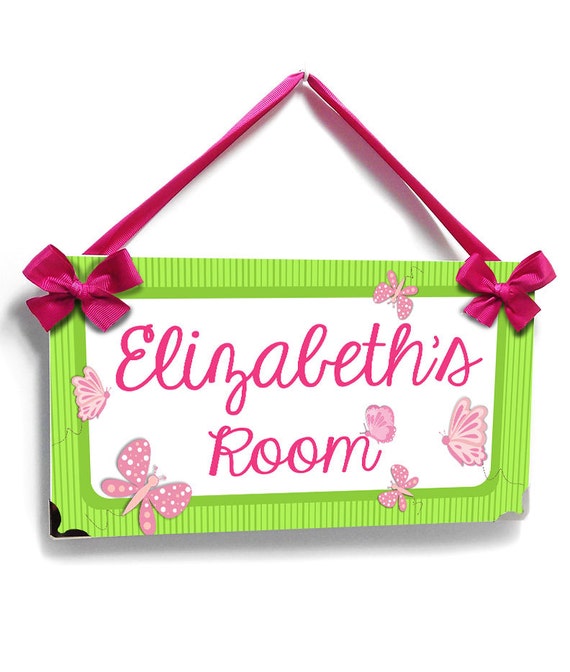 personalized butterflies themed baby girl nursery door sign