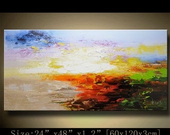 Modern Ocean painting Abstract Large ORIGINAL Painting Textured Painting, Home wall art acrylic art Painting on Canvas by Chen B08