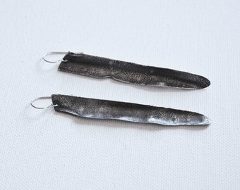 Feather earrings - long sterling silver earrings - tribal earrings - boho style