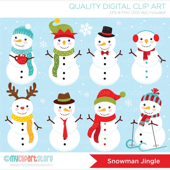 Clipart Christmas / Snowman Digital Clip Art Instant