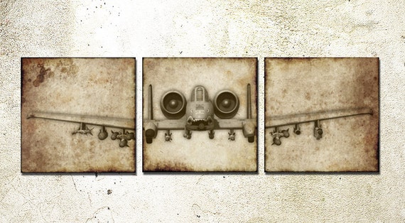 Items similar to A-10 Warthog Triptych Wall Art PRINTS. Airplane Art ...