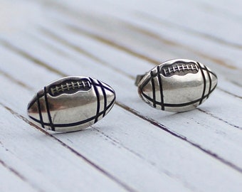 Football - antique silver plated post earrings