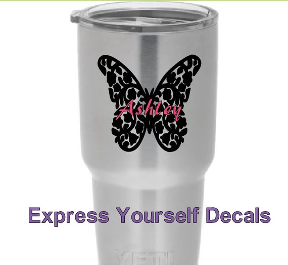 cup your yeti customize personalized glass Butterfly decal sticker yeti vinyl tumbler