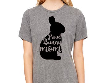 Bunny Mom Shirt- Women's Gray T-shirt