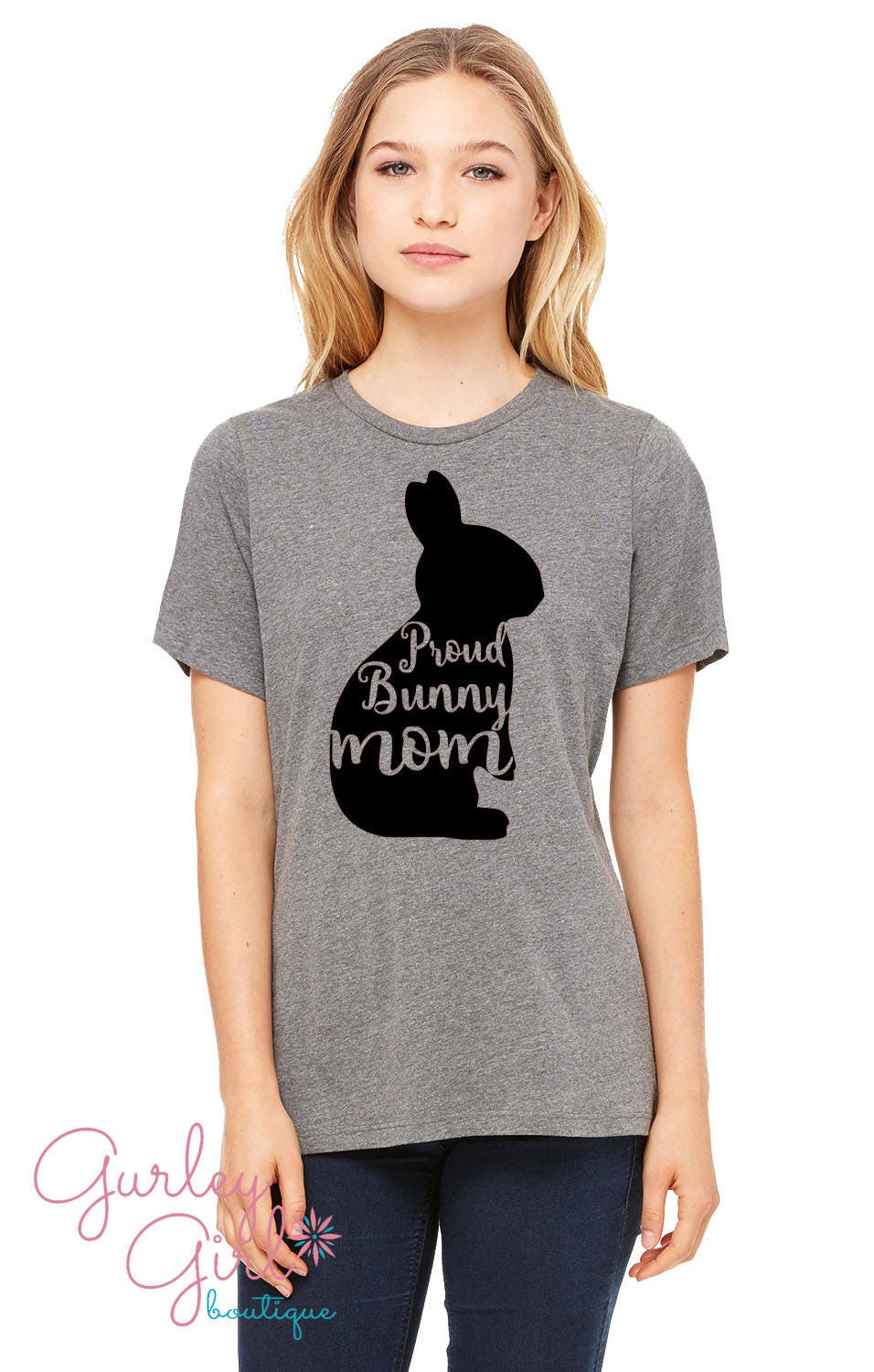 Bunny Mom Shirt- Women's Gray T-shirt