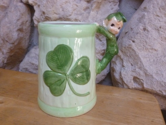 Lefton Clover and Pixie Elf mug