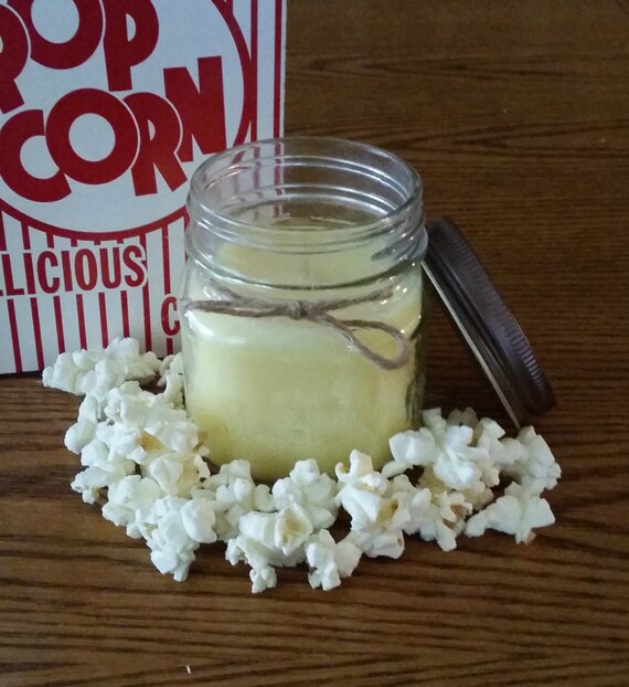 Buttered Popcorn Scented Candle // Movie Night Fragrance // 8