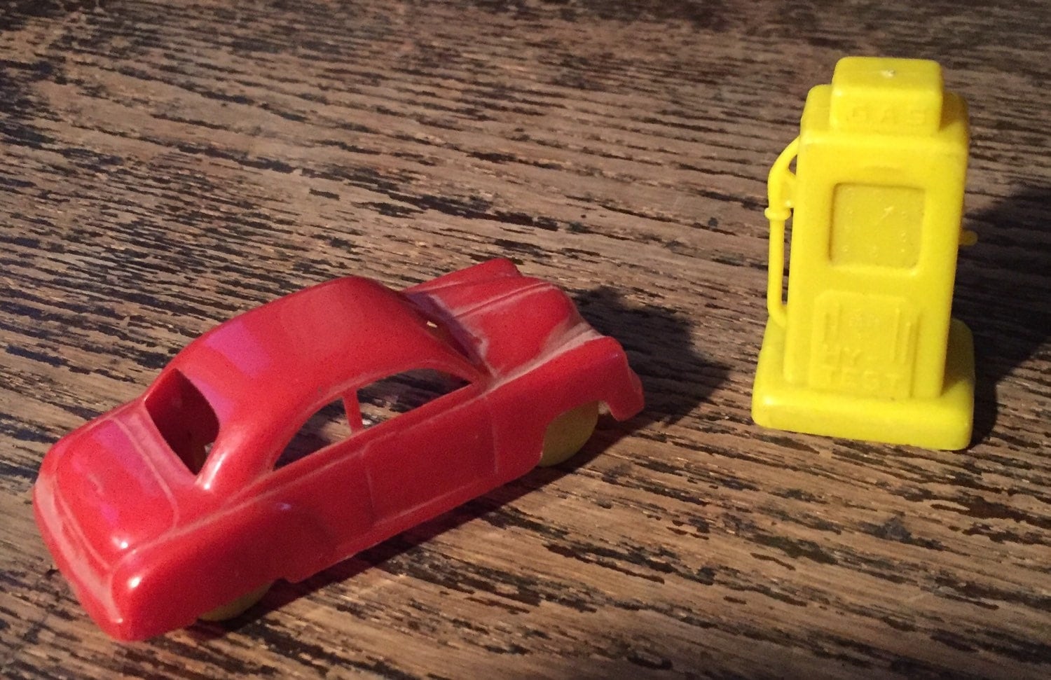 MARX Toys Car Red Plastic Antique Toy Car w Yellow Wheels and
