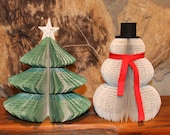 Up-cycled/Recycled Books-Snowman, Christmas Trees-Holiday Decorations