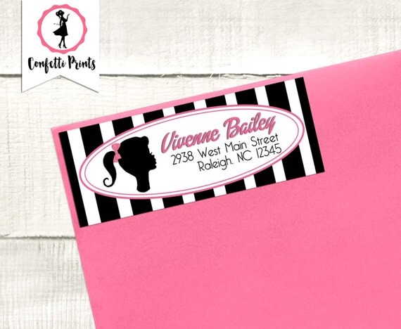 Barbie Birthday Party Return Address Label | Vintage Barbie Party | Personalized Address Label | Printable Address Label | Address Sticker Il_570xn