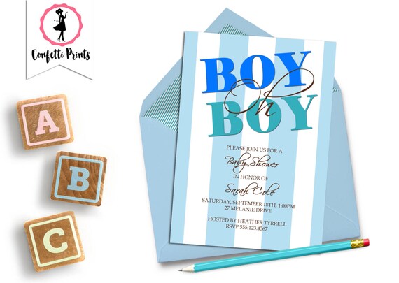 Boys Baby Shower Invitation | Boy Baby Shower | Baby Boy Shower | Twins Baby Shower | It's A Boy | Oh Boy Baby Shower - BOY OH BOY Il_570xn