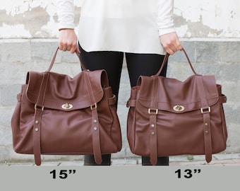 Women leather satchel - Leather messenger bag women - Laptop bag women - MELINA bag