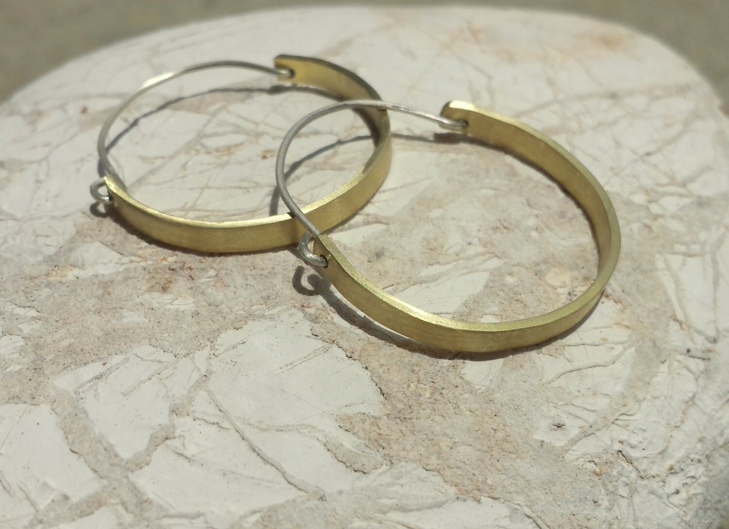 Handmade Minimal Hoop earrings / Bronze hoops by kolimpri11