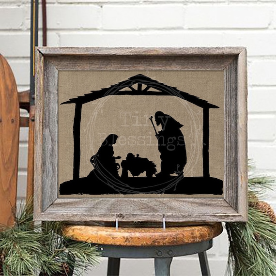 Items similar to Christmas Nativity Holy Family Silhouette Art Set of 2 ...