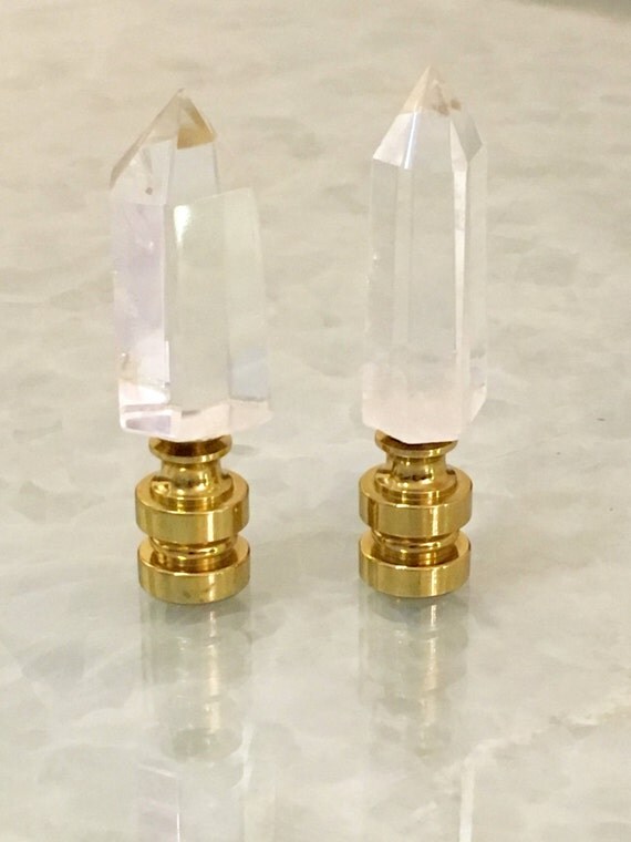 Lamp Finial Pair/Quartz Crystal Point/ Clear by StephenDEvans