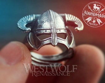 SKYRIM Iron Helmet Ring Made of .925 Silver - US Sizes 8/9/10/11/12/13/14 -- Dovahkiin / Dragonborn