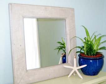 Rustic Farmhouse Mirror 17.5" x 17.5" Wood Mirror Recycled Reclaimed Wood Mirror Rustic Mirror