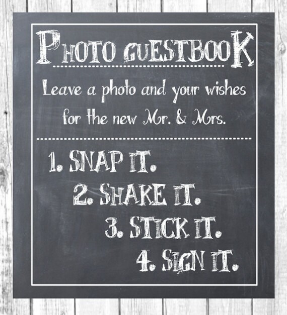 guest book instructions print leave a photo and wishes new Mr