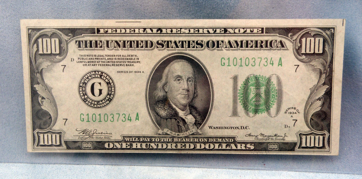 1934A 100dollar One Hundred Dollar Bill Federal Reserve Note