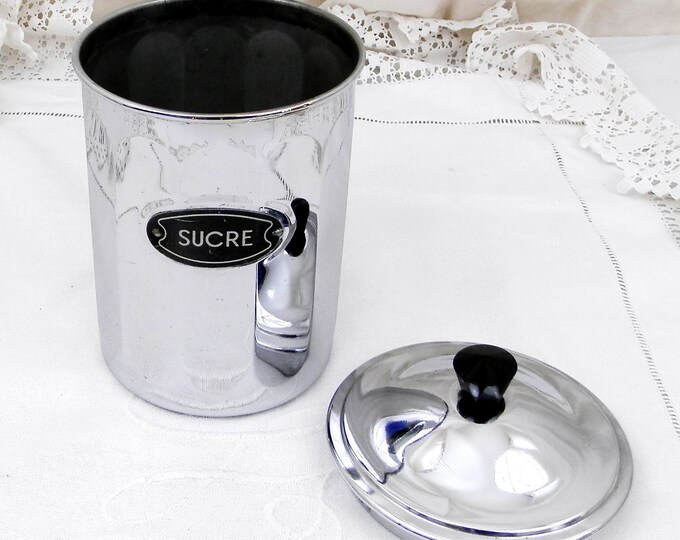 Vintage Mid Century French Chrome Plated Copper Canister Sugar Sucre, Country, Decor, Kitchenware, Vintage Home Decor, Retro, Kitchen, Pot Vintage Mid Century French Chrome Plated Copper Canister Sugar Sucre, Country, Decor, Kitchenware, Vintage Home Decor, Retro, Kitchen, Pot