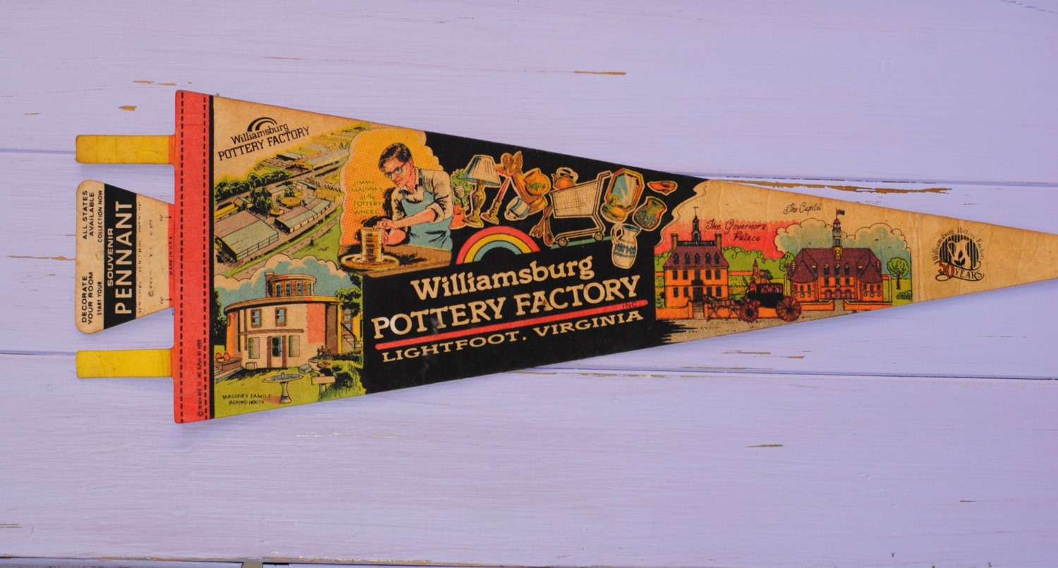 Vintage Williamsburg Pottery Factory Lightfoot Virginia Felt