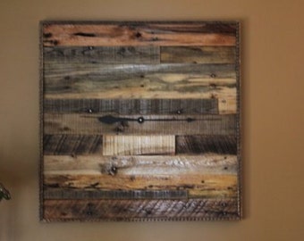 Rustic Wall Clock Recycled Pallet Wood Clock Square Clock Reclaimed Pallet Wood Wall Clock HUGE 30" x 30" wall clock