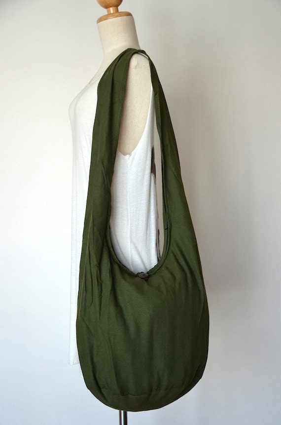 Army Green Cotton Shoulder Bag Hippie Bag Hobo Bag Sling Bag