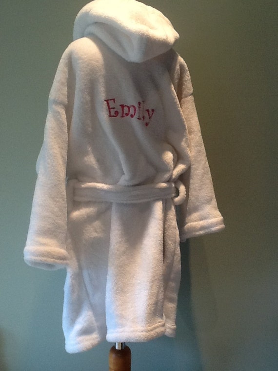 Personalised Baby Bathrobe. Baby dressing gown. White baby