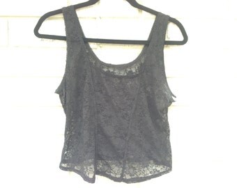90s black lace crop corsette style lingerie top