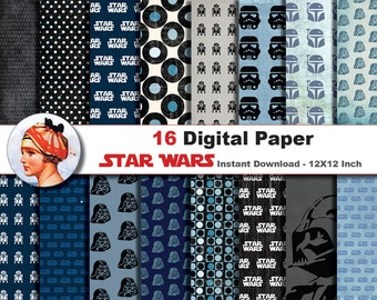 16 x Star Wars paper- Digital paper patterns, Scrapbooking Paper, Instant Download (No. 15)