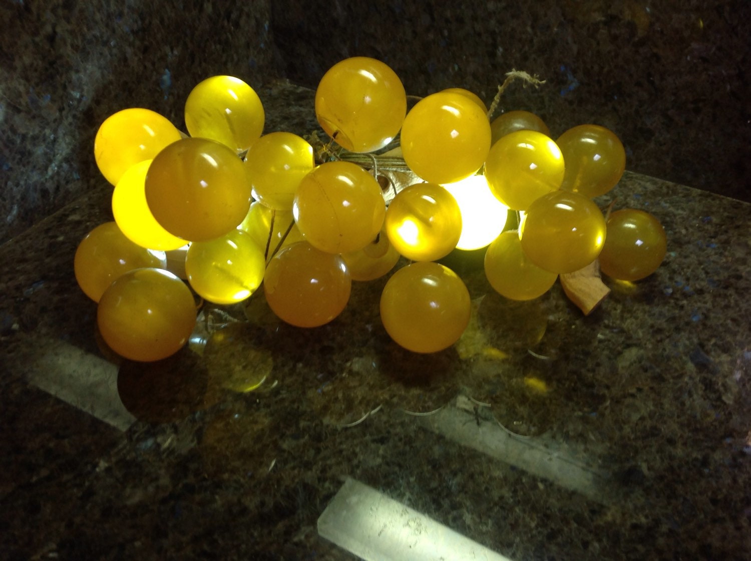 Vintage LARGE Amber Grape Cluster Lucite Resin Acrylic Grapes