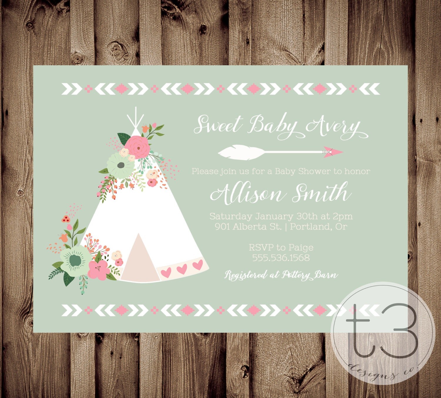 Teepee Baby Shower Invitations 9