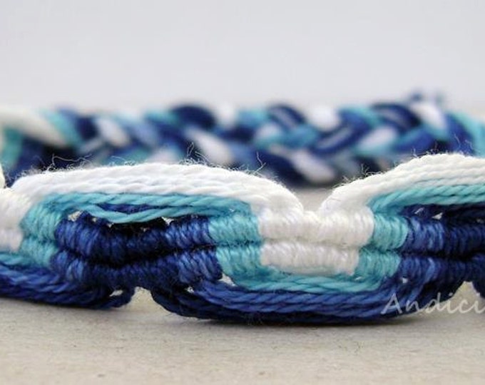Friendship Bracelet, Macrame, Woven Bracelet, Wristband, Knotted Bracelet Multi strand Bracelet - Blue Waves