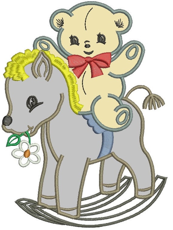 Download Rocking horse and a teddy bear applique Machine Embroidery