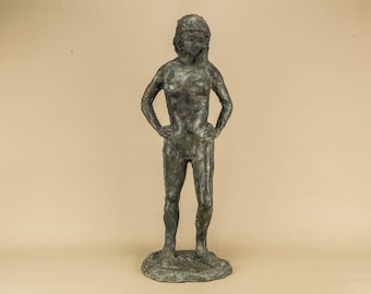 Modernist Vintage Nude Girl Bronze SCULPTURE Unique Large Beautiful 1960s English LS