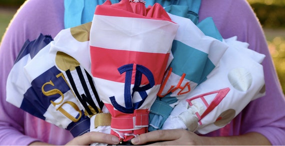 Monogrammed Umbrella, Personalized Umbrella, Embroidered Umbrella, Striped Umbrella, Monogram Umbrella, Umbrella Gifts
