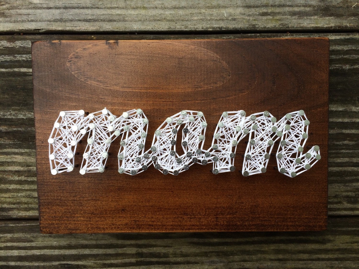 Mom Handmade Rustic Wood String Art Sign Mothers Day