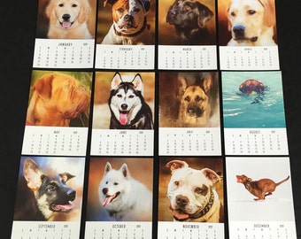 Dog Lover Calendar, photo calendar,Dog Art Calendar,2017,Monthly Calendar,Artistic Dog Portraits, 5"x7" Monthly calendar ,stocking stuffer
