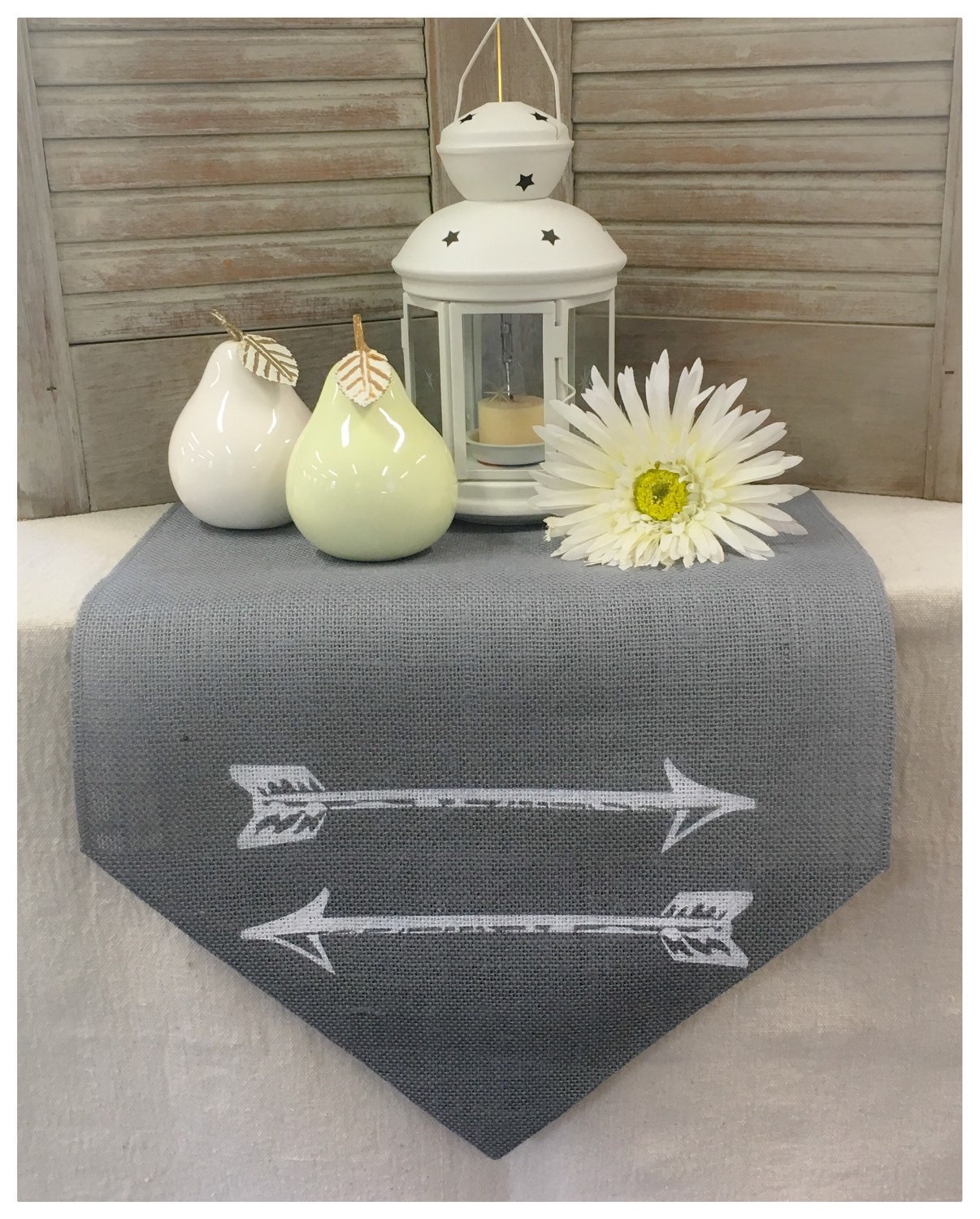 Grey Burlap Table Runner 12 or 14 wide with 2 by CreativePlaces