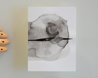 A6 Original abstract art ink drawing -Arrow, explosion, nature, movement, on the point modern minimal ink dark wall decor by Cristina Ripper