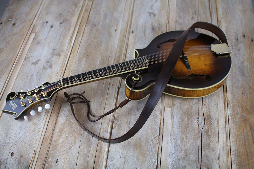 MS50 Brown Leather Mandolin Strap Bluegrass Mandolin Strap